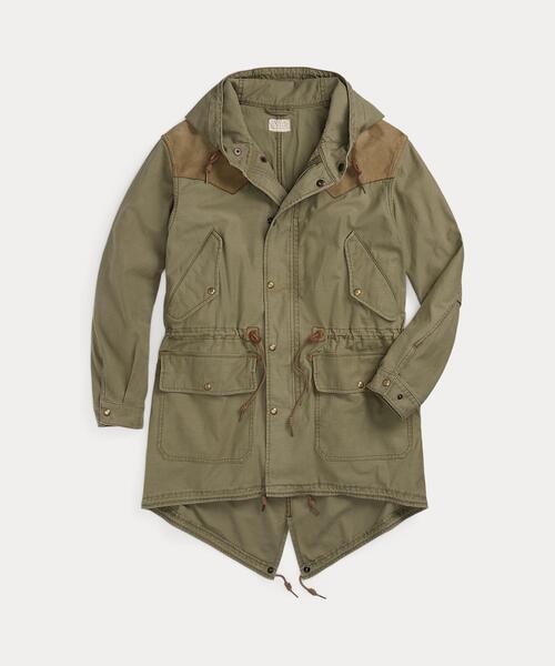 RRL（ダブル アール エル）の「レザーヨーク サティーン パーカー