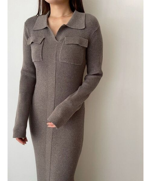 フラップポケットリブニットワンピース（ワンピース）｜LAGUNAMOON