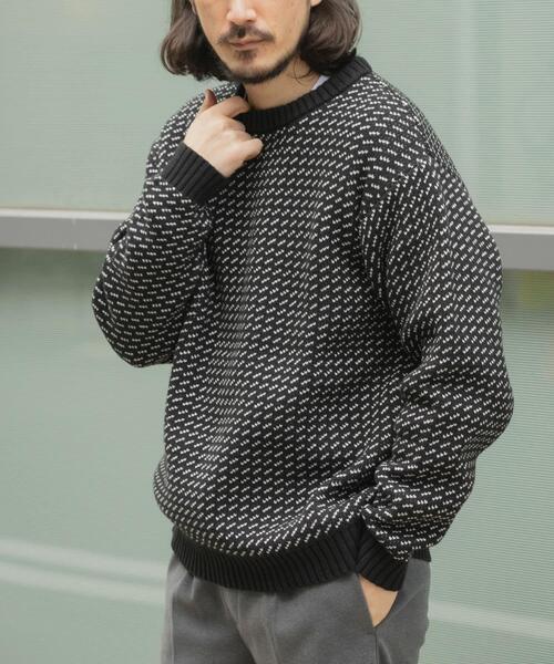 セール】マシンウォッシャブル バーズアイ クルーニット（ニット