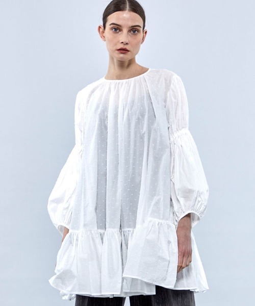 Uhr/ウーア】ドットボリュームチュニック/ミニワンピース（シャツ