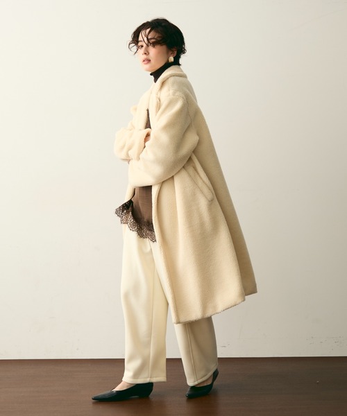 セール】ボアダブルロングコート（チェスターコート）｜Trish