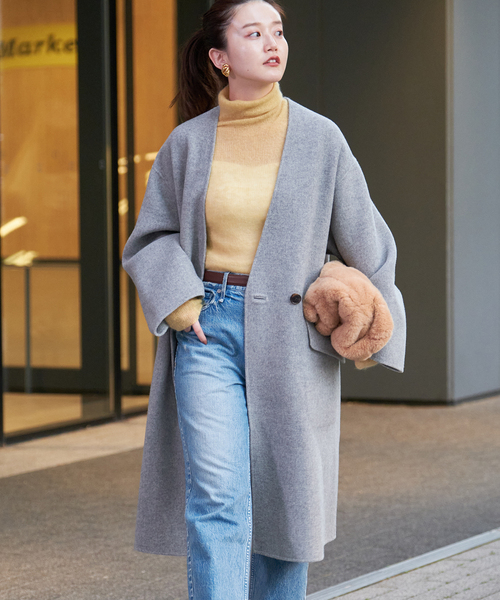 IENA（イエナ）の「モッサーダブルフェイス Vネックコート（ノーカラー