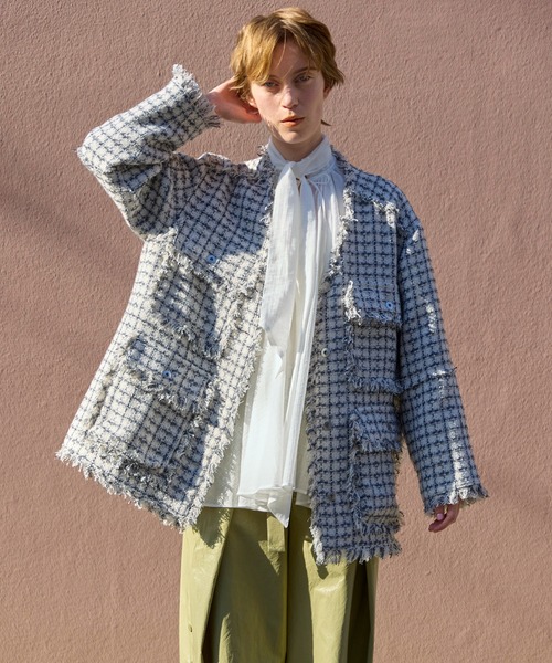 Fringe Tweed Long Jacket/フリンジツイードジャケット（テーラード