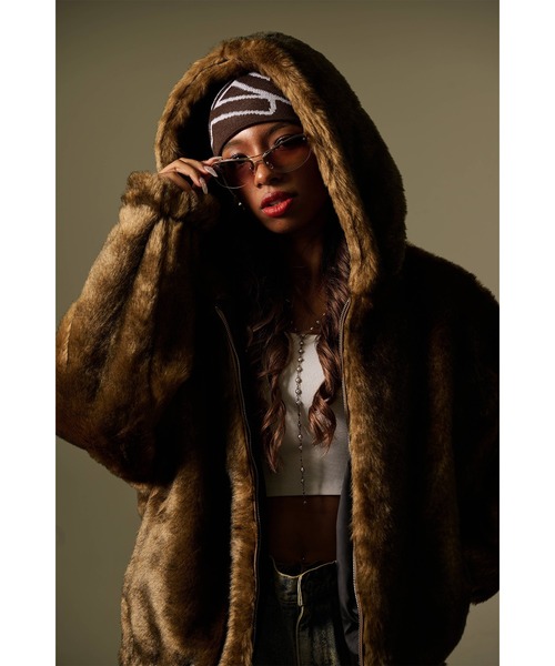 セール】FUBU フブ ブランド Faux Far Hooded Jacket / フェイクファー