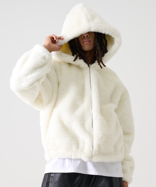 セール】FUBU フブ ブランド Faux Far Hooded Jacket / フェイクファー