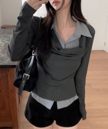 ストライプ」に該当するTシャツ/カットソー（グレー/灰色系・長袖