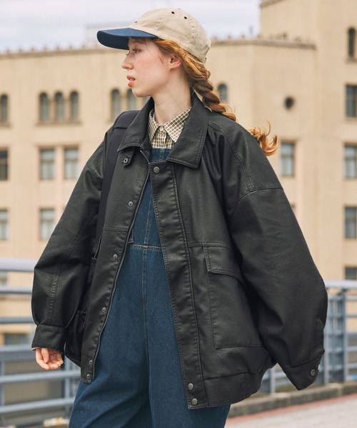 2305古着90年代WOODSMANダックジャケット短丈レザー鬼フェード雰囲気系