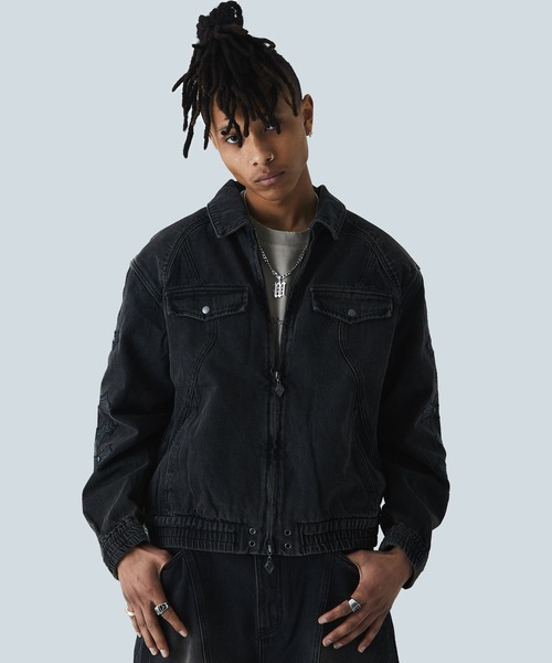 デニムジャケット｜Cross Leather Patch Denim Jacket｜SUPPLIER