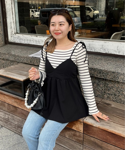 MOMO】肩リボンVネックペプラムビスチェ（キャミソール）｜prose verse