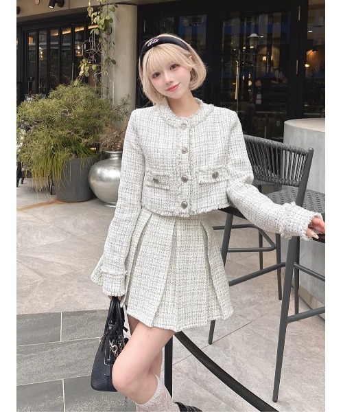 セール】ボックスプリーツツイードミニスカート（スカート）｜Darich