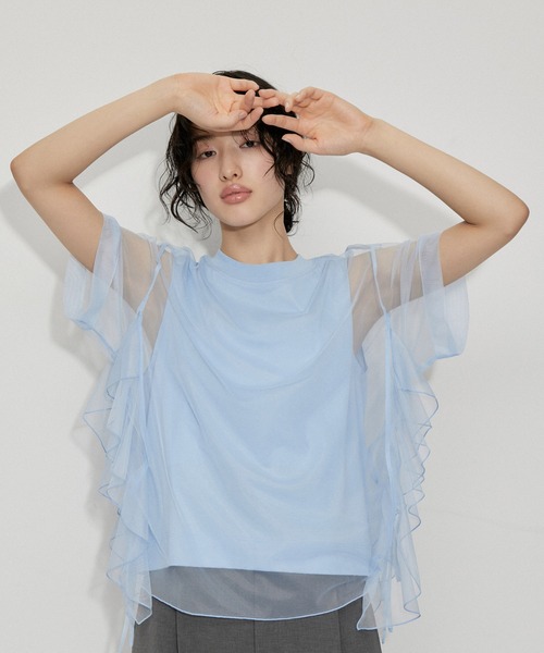 再入荷・洗える・サステナブル】ギャザーチュールトップス（その他