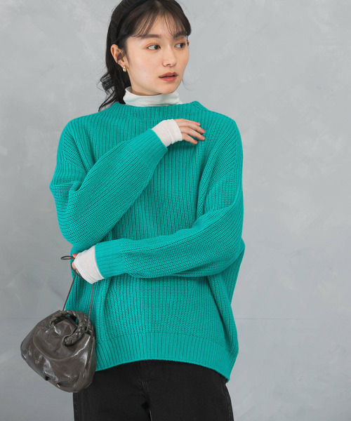 セール】ボートネックバックスリット畦ニット（ニット/セーター