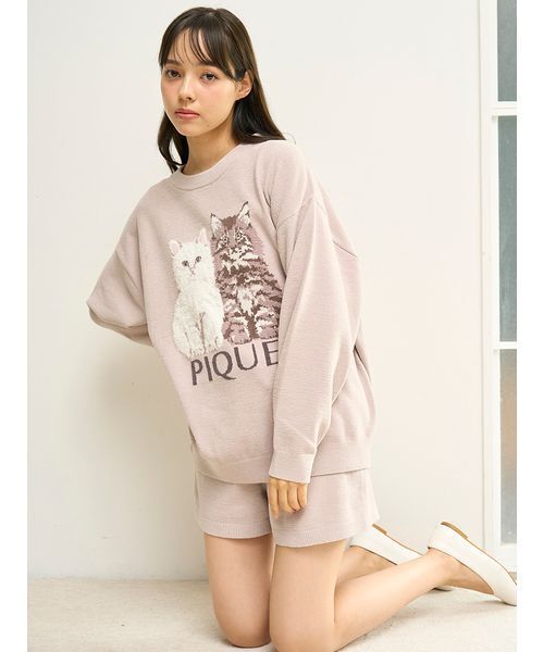 セール】ツインズキャットジャガードプルオーバー（ルームウェア