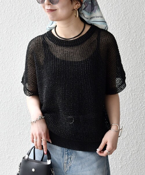 SHIPS any:〈手洗い可能〉ギマ ワイド フレンチ シアー ニット プル