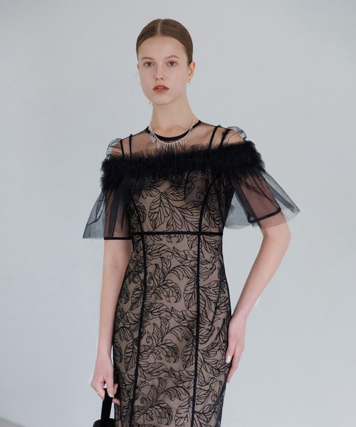 セール】【LEJA】3WAYフラワーチュールアシンメトリーIラインドレス