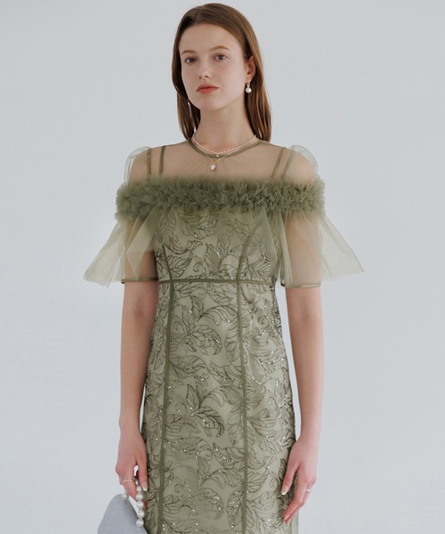 セール】【LEJA】3WAYフラワーチュールアシンメトリーIラインドレス