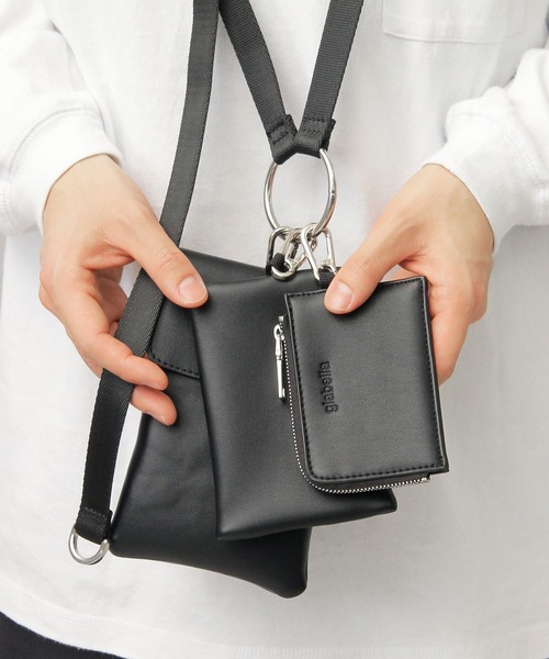 セール】メタルリング PU 3連ポーチ マルチ ショルダーバッグ