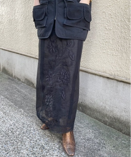 セール】DIMENSIONAL FLOWER SHEER SKIRT（スカート）｜Ameri（アメリ
