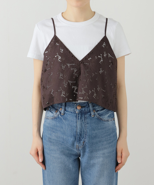 セール】【洗える】TICCA/ティッカ フラワーレース2WAYキャミソール