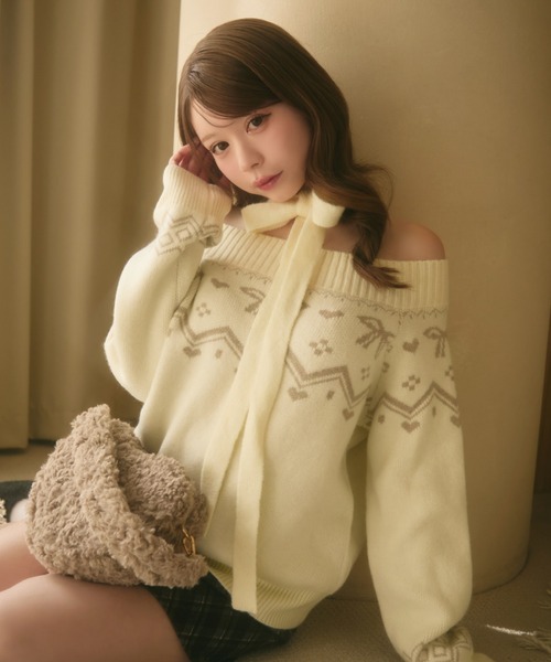 TITTY&CO.（ティティーアンドコー）の「ノルディック柄リボン付きオフ