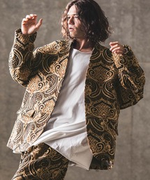 GLIM CLAP ノーカラージャケット ペイズリー柄 ミニマルジャケット