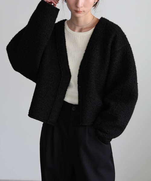 セール】ブークレーVネックショートカーディガン（カーディガン/ボレロ