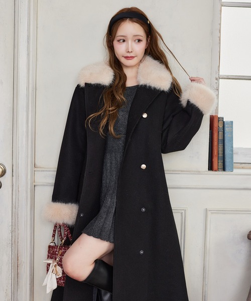 Mikapon】Keito リアルファー ライナー付 ロングコート フードファー