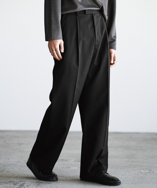 TECH WOOL GABARDINE STRAIGHT SLACKS 【SET-UP】（スラックス）｜WYM