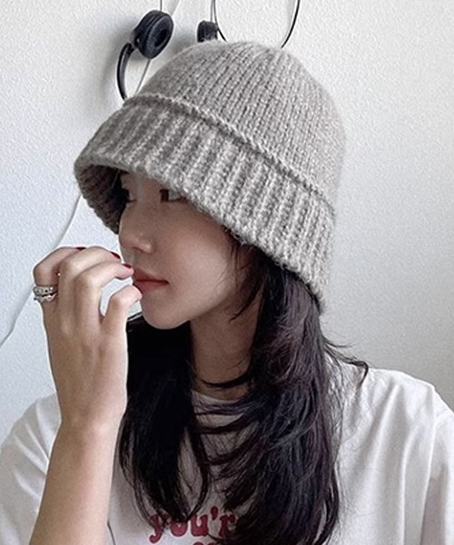 セール】knit bigsize bucket hat/ニットバケットハット ビックサイズ