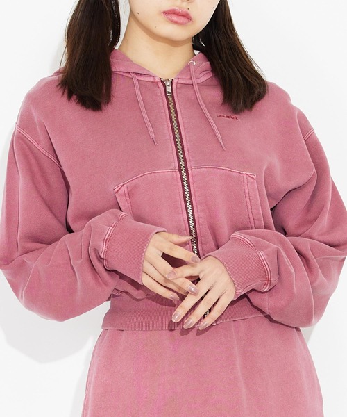 X-girl（エックスガール）の「PIGMENT DYED SWEAT ZIP UP HOODIE
