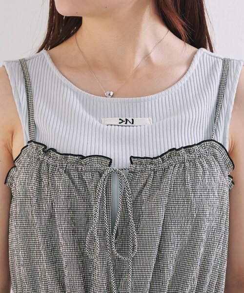 セール】【低身長サイズ/2サイズ展開/無地&チェック】ペプラムキャミ