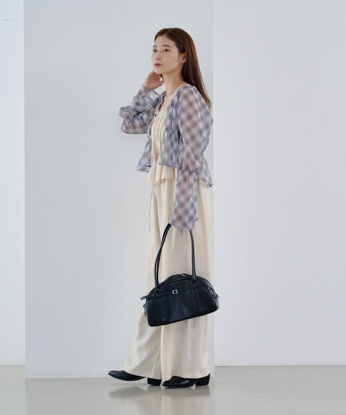 セール】【低身長サイズ/2サイズ展開/無地&チェック】ペプラムキャミ