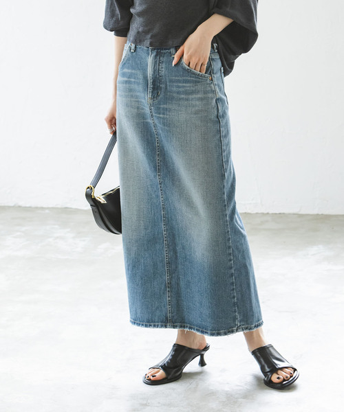 Lee（リー）の「Lee/リー タイトスカート(サックスブルー)（デニム