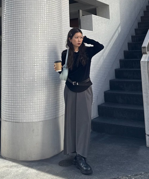 CROSS LAYERED FLOCKY TULLE TOP（Tシャツ/カットソー）｜Ameri