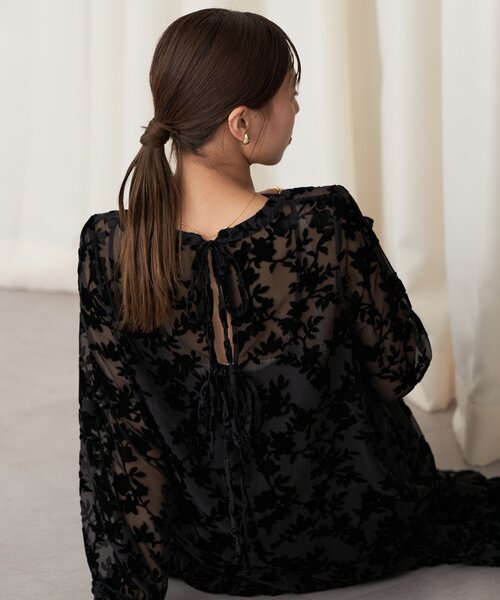 セール】【前後2WAY】ベロアフラワーティアードワンピース（ワンピース