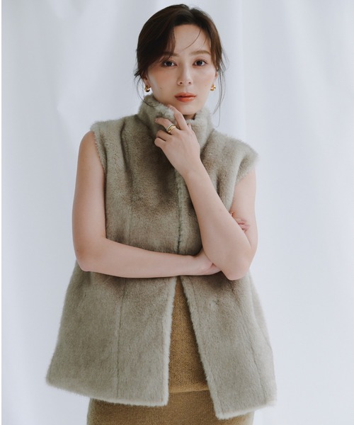 セール】スタンドカラーファーベスト（ベスト）｜anuans（アニュアンス