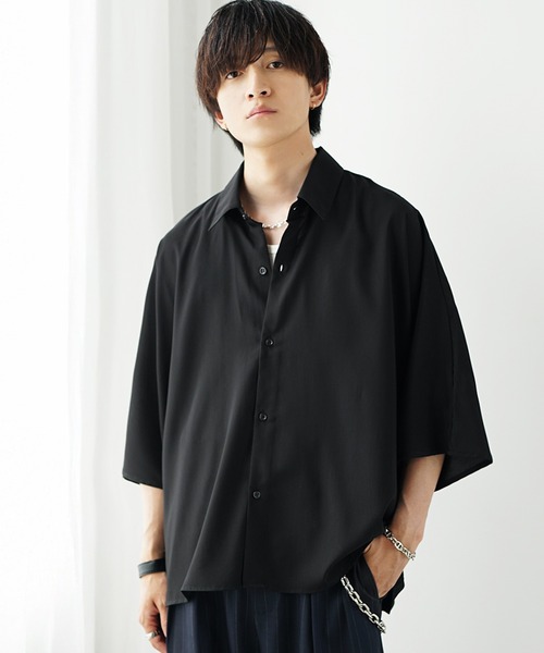 MinoriTY】とろみ素材ドルマンスリーブ半袖シャツ オーバーサイズ