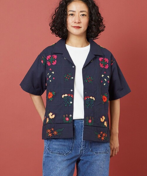 Freada（フリーダ）の「Freada/フリーダ インドパッチワーク刺繍シャツ