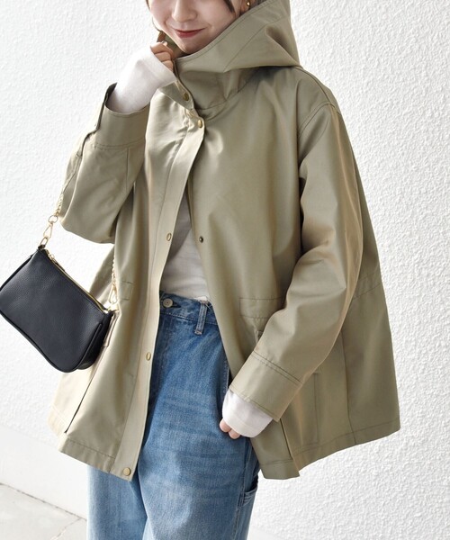 セール】SHIPS any:〈手洗い可能〉シャンブレー テントライン フード