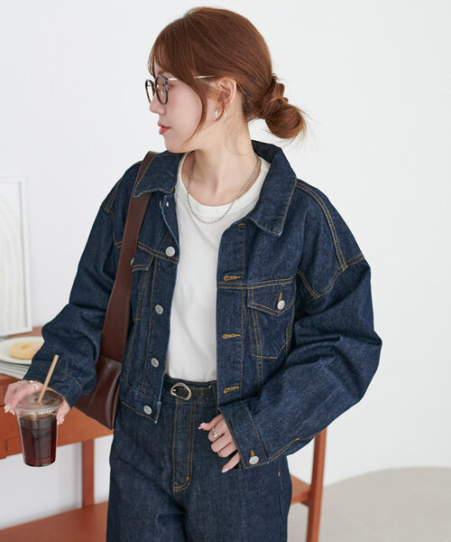 新型】USコットンデニムクロップドGジャン《WEB限定カラーあり