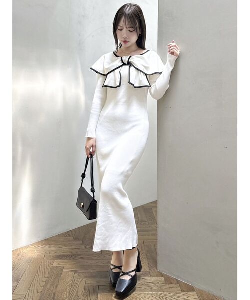 dazzlin（ダズリン）の「パイピングリボンニットワンピース