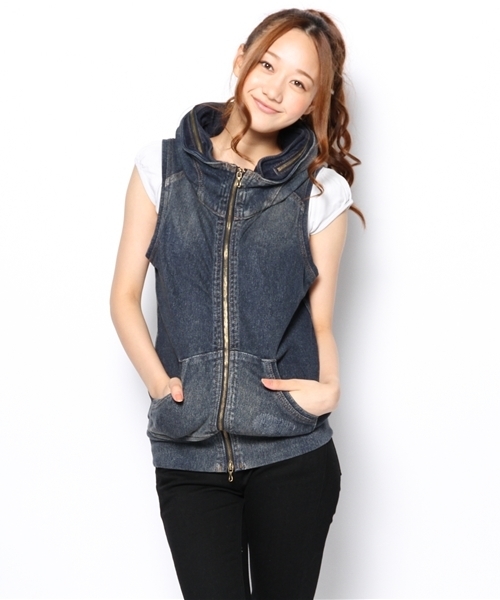 goa（ゴア）の「カットデニムビックフードベスト（ベスト）」 - WEAR