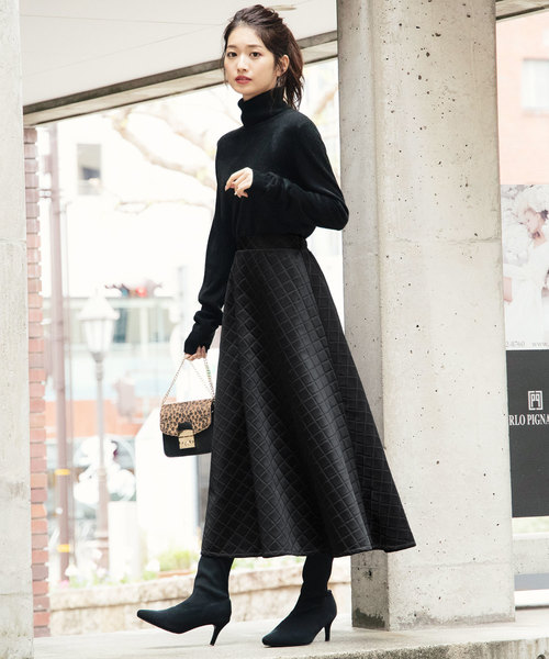 フォクシー キルティングスカート38 CROSS FLARE FOXEY クロス フレア