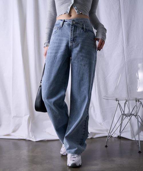 セール】ウエストクロス ストレート デニム（デニムパンツ）｜Ada