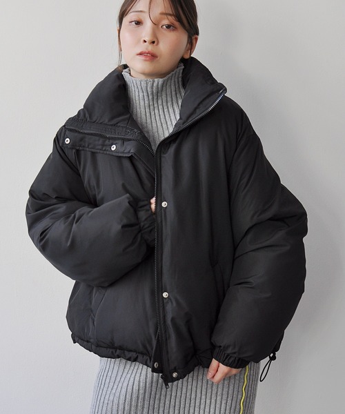 セール】袖ボリュームショート丈フェイクダウンジャケット（ダウン