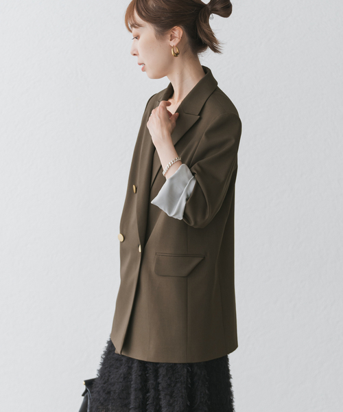 セール】エステルツイルピークドラペルジャケット（テーラード