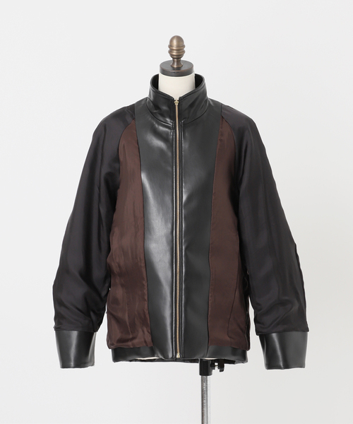 Noble（ノーブル）の「フェイクレザースタンドカラーコクーンブルゾン