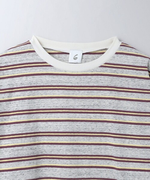 6（ロク）の「＜6(ROKU)＞コットン ボーダー ロングスリーブTシャツ