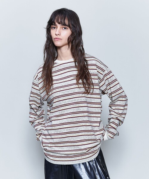 6（ロク）の「＜6(ROKU)＞コットン ボーダー ロングスリーブTシャツ