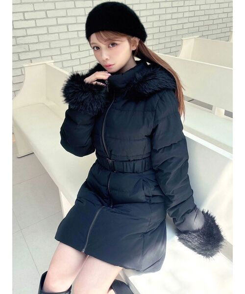 ブラック152510024601で予約受付中】フード付ダウンコート【2サイズ